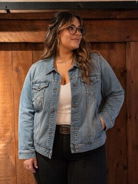 Wrangler Light Blue Denim Jacket with Leather Logo Tag